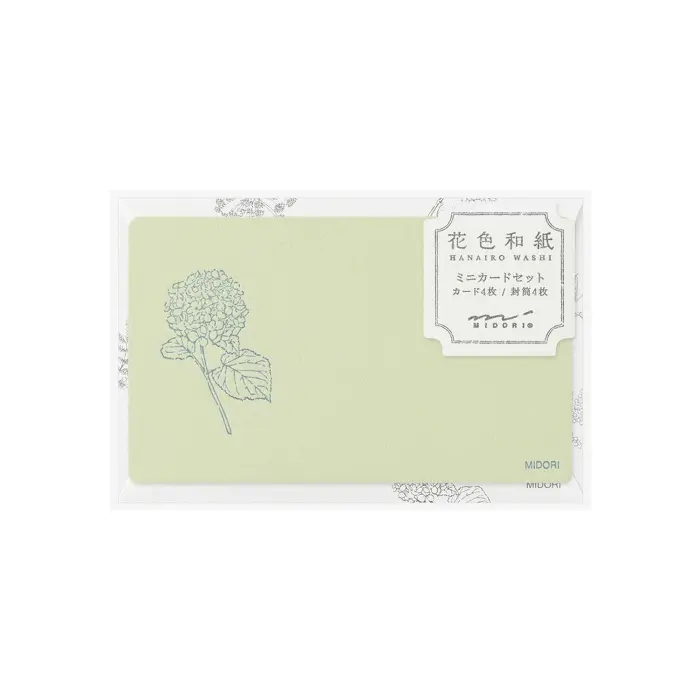 Midori – Card Set Business Card Size HANAIRO WASHI (Floral-colored Washi Paper) Green