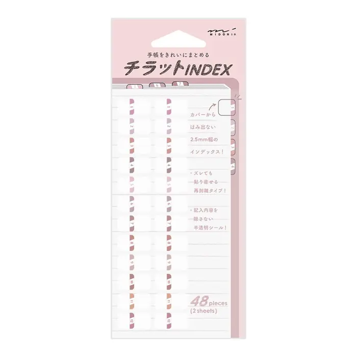 Midori – Index Label Chiratto Numbers Pink