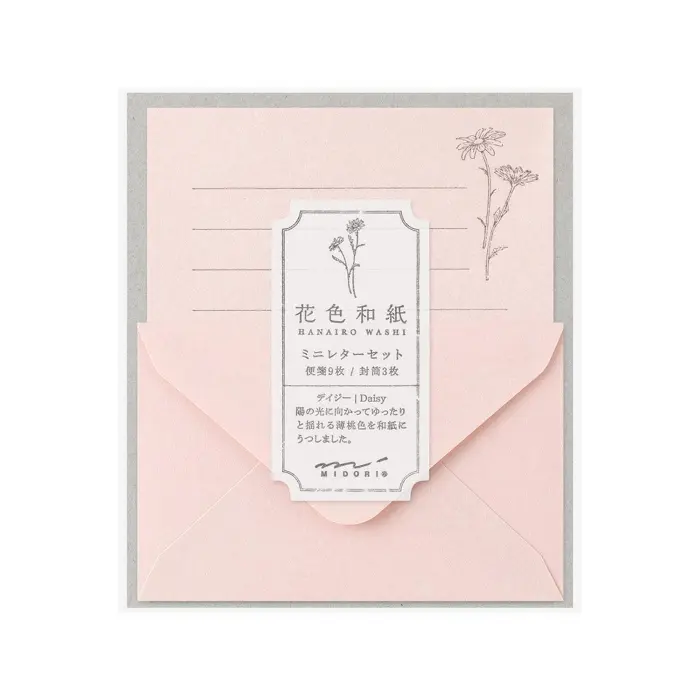 Midori – Mini Letter Set HANAIRO WASHI (Floral-colored Washi Paper) Pink