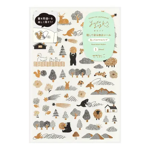 Midori – Yuru Log Decoration Sticker 1 Sheet, Camouflage Forest