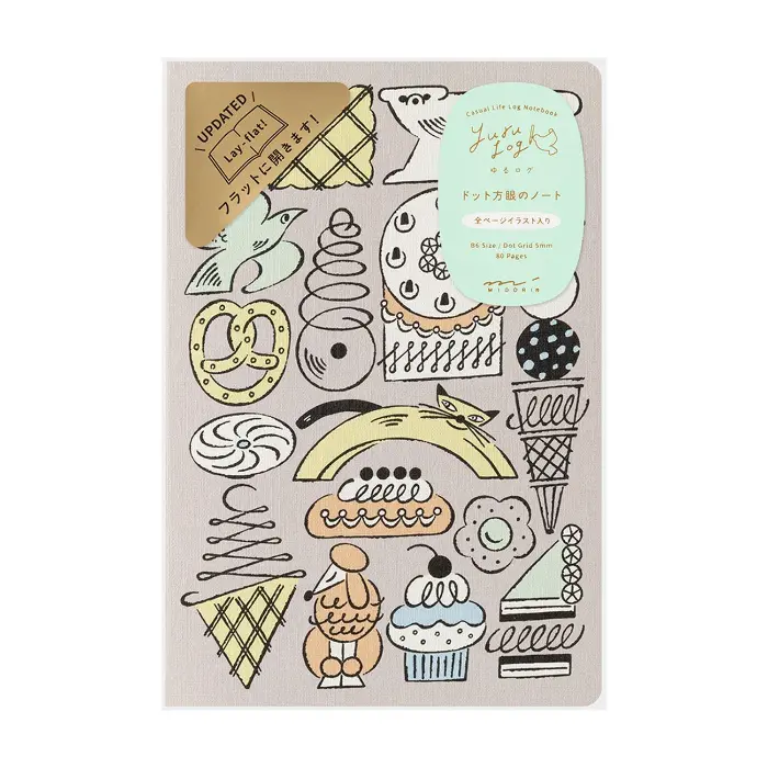 Midori – Yuru Log Notebook B6, Sweets & Animals
