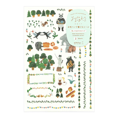 Midori - Yuru Log Sticker 2 Sheets Forest Animal