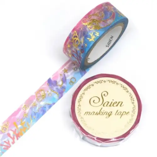 Saien - Washi Tape, MASKING TAPE Mermaid Gold Foil [Misura: 15mm x 7m] (UR3041)