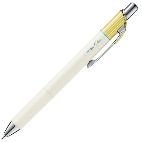 Pentel - EnerGel Clena 0.3 (Fusto bianco/righe gialle - Inchiostro nero)