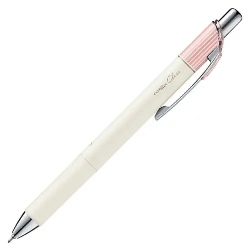 Pentel - EnerGel Clena 0.3 (Fusto bianco/righe rosa - inchiostro nero)