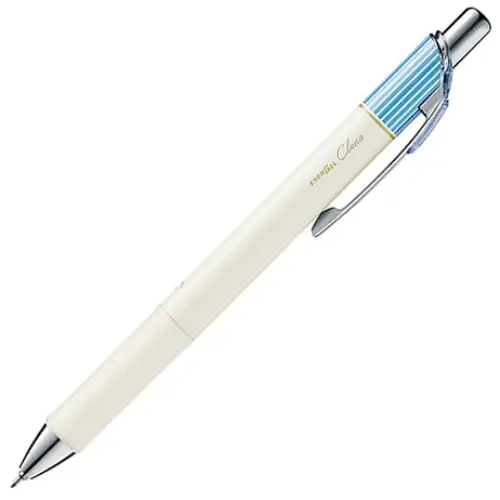 Pentel - EnerGel Clena 0.4 (Fusto bianco-righe azzurre - Inchiostro nero)