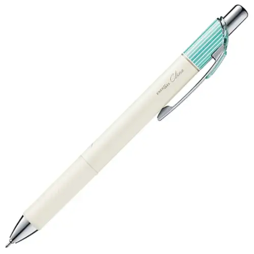 Pentel - EnerGel Clena 0.4 (Fusto bianco/righe verdi acqua - Inchiostro nero)