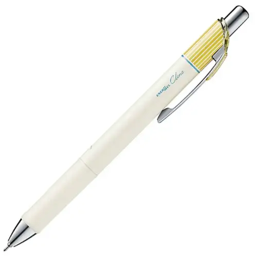 Pentel - EnerGel Clena 0.5 (Fusto bianco/righe gialle - Inchiostro nero)