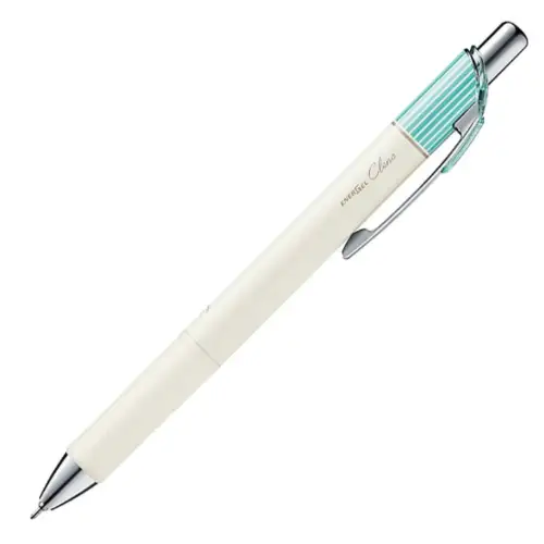 Pentel - EnerGel Clena 0.5 (Fusto bianco/righe verdi acqua - Inchiostro nero)