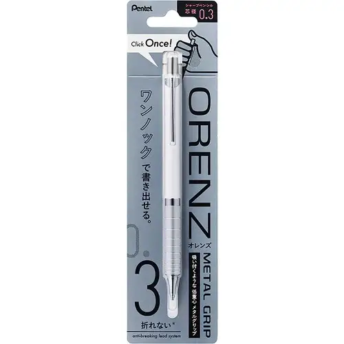 Pentel – Orenz Metal Grip 0.3mm White
