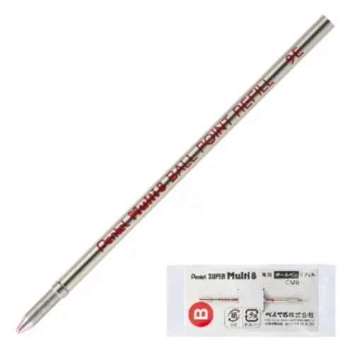 Pentel - Ricarica Inchiostro Ballpoint 0.7mm per Penna Multifunzione Multi 8, Colore Rosso, 9E [CMB-C]