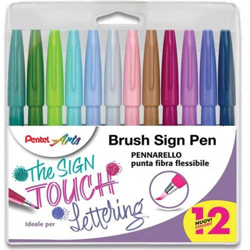 Pentel - Sign Pen Brush [colori chiari] (Set da 12)