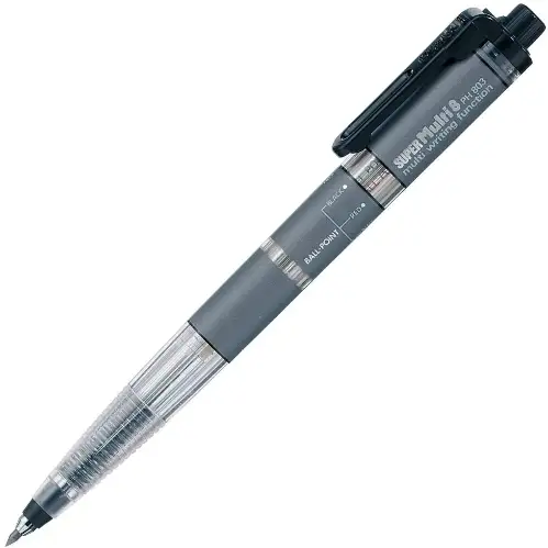 Pentel - Super Multi 8, Penna Multifunzione, 3 colori d'inchiostro ballpoint 0.7mm (Nero, Rosso e Blu) e 5 mine grafite colorate 2mm (Blu, PPC NON Copy, Pink Fluo, Giallo, Rosso, Grafite HB)