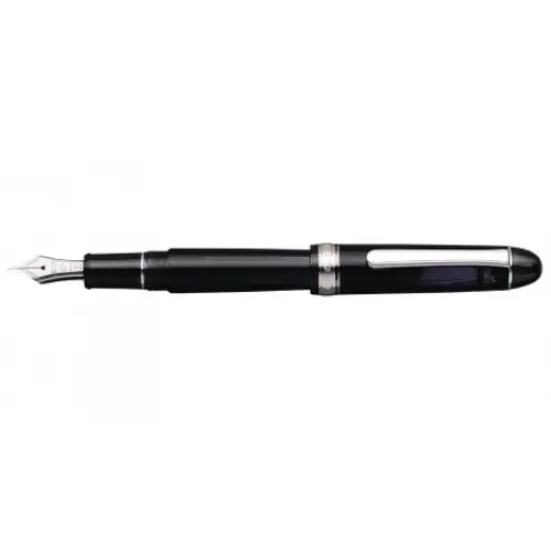 Platinum - #3776 Century Silver Trim, Black Diamond, Nib Fine