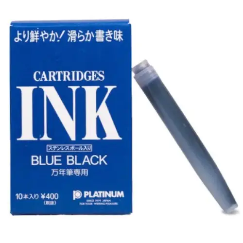 Platinum - Dyestuff Cartridge Ink (Box of 10), Blue Black