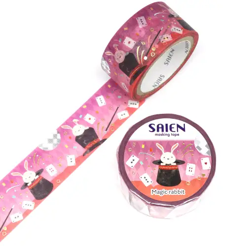 Saien - Washi Tape, MASKING TAPE Magic Rabbit Gold & Silver Foil [Misura: 20mm x 5m] UR3107