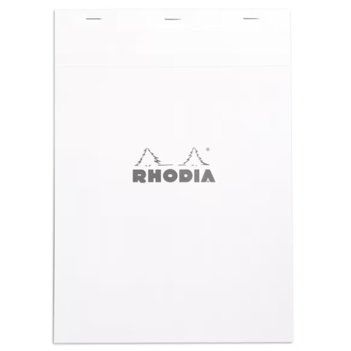 Rhodia - Blocco da scrittura, quadretti 5mm [Formato: 21x29,7cm, 80 fogli, copertina bianca, foglio di colore bianco 5/5m, 80gr] 18201C