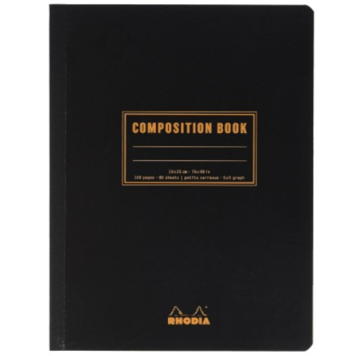 Rhodia - Quaderno Composition Book a quadretti [Formato B5, copertina nera in cartoncino flessibile, quadretti 5mm, 160 pagine, carta bianca 80 g/m] 119229C