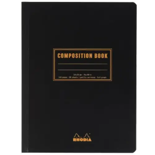 Rhodia - Quaderno Composition Book a quadretti [Formato B5, copertina nera in cartoncino flessibile, quadretti 5mm, 160 pagine, carta bianca 80 g/m] 119229C