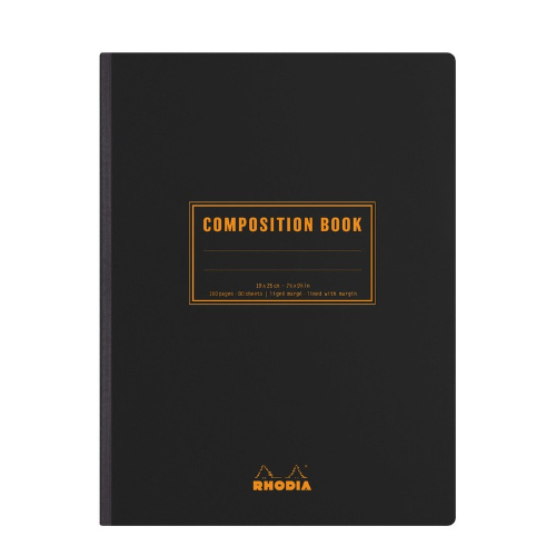 Rhodia - Quaderno Composition Book a righe [Formato B5, copertina nera in cartoncino flessibile, righe 7mm, 160 pagine, carta bianca 80 g/m] 119229C