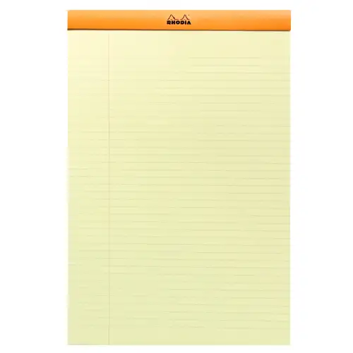 Rhodia - Blocco Legal A4, No. 19 [Misura: 21x37cm, 80 pagine strappabili, righe con un margine, carta Clairefontaine giallo paglierino, pesantezza del foglio 80 g/m]