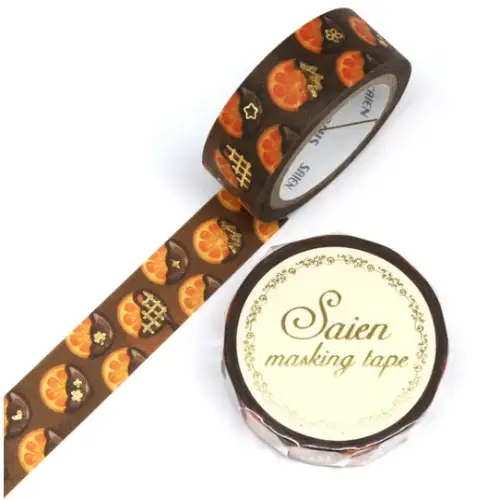 Saien - MASKING TAPE ORANGE CHOCOLATE GOLD FOIL [Misura:15mm x 7m] (UR3042)