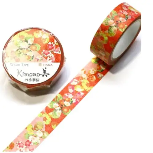 Saien - Washi Tape, Kimono MASKING TAPE SHIKIHANAZAKURA [Misura: 15mm x 7m] GR1019