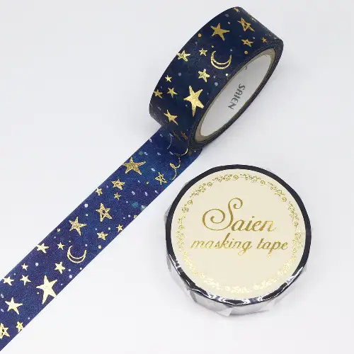 Saien - Washi Tape, MASKING TAPE HOSHIKU GOLD FOIL [Misura: 15mm x 7m] UR3001