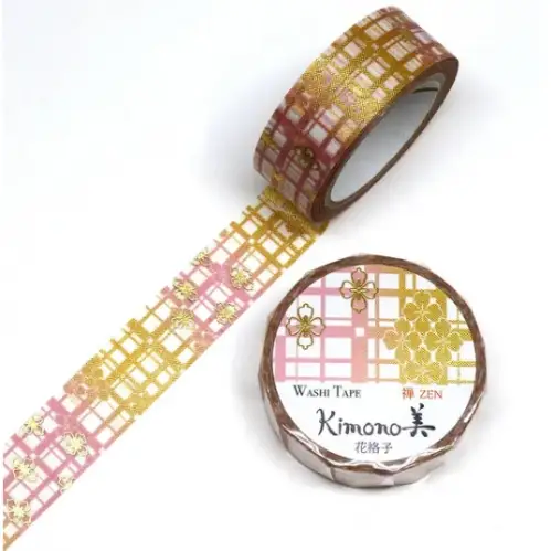 Saien - Washi Tape, Kimono MASKING TAPE HANAKOSHI [Misura: 15mm x 7m] GR3023