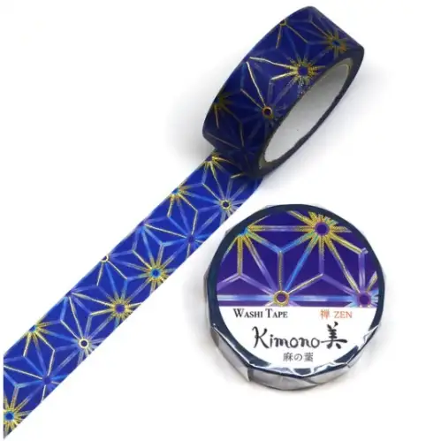 Saien - Washi Tape, Kimono MASKING TAPE hemp leaf [Misura: 15mm x 7m] 
(GR3029)