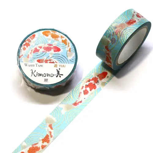 Saien - Washi Tape, Kimono MASKING TAPE Koi carp [Misura: 15mm x 7m] GR2011