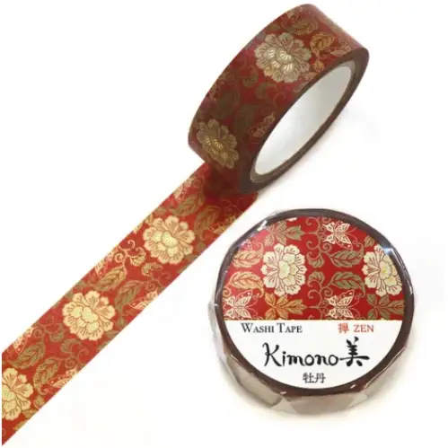 Saien - Washi Tape, Kimono MASKING TAPE Peony [Misura: 15mm x 7m] GR3055