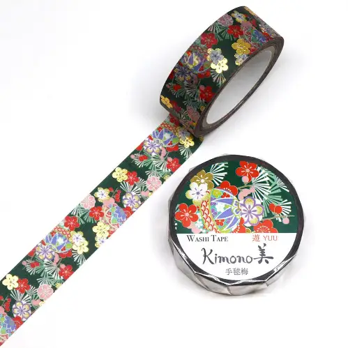 Saien - Washi Tape, Kimono MASKING TAPE TEMARI UME [Misura: 15mm x 7m] GR2025