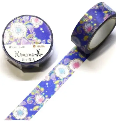 Saien - Washi Tape Kimono MASKING TAPE Tsujigahana A [Misura: 15mm x 7m] GR1015