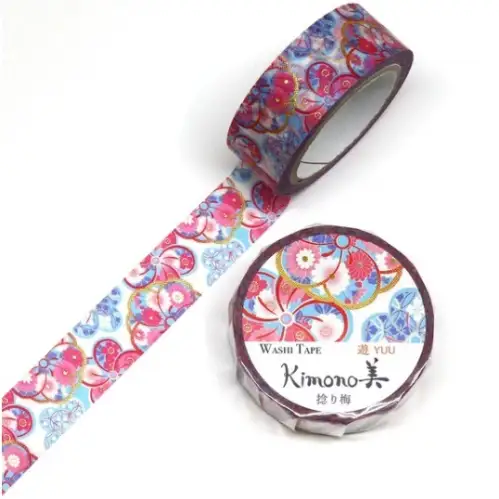 Saien - Washi Tape, Kimono MASKING TAPE, twisted ume (Japanese apricot) [Misura: 15mm x 7m] GR2023