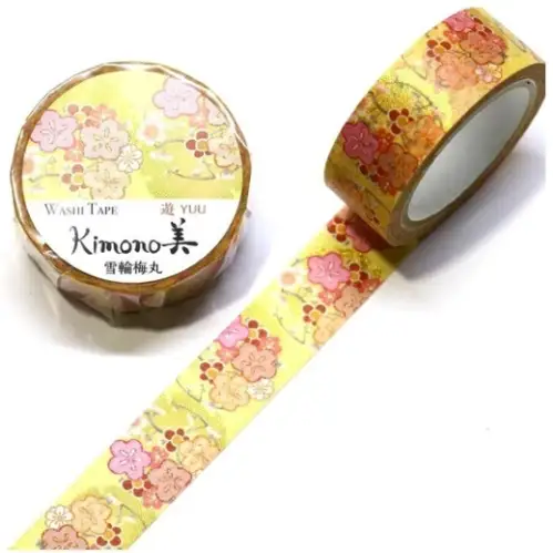 Saien - Washi Tape, Kimono MASKING TAPE YUKIWA-UMEMARU [Misura: 15mm x 7m] GR2019