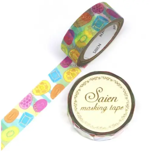 Saien - Washi Tape, MASKING TAPE CANDY GOLD FOIL [Misura: 15mm x 7m] (UR3044)