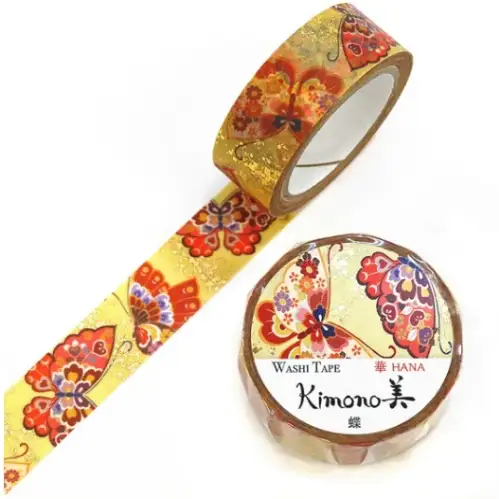 Seain - Washi Tape, Kimono MASKING TAPE Butterfly (Japanese Pattern) [Misura: 15mm x 7m] GR1079