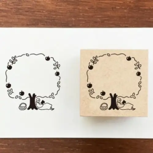 Stamp Marche - Marl-chan Frame Stamp S Apple Tree [Dimensione: 30mm x 30mm] Made in Japan