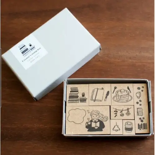 Stamp Marche - Timbro Creator's Stamp Box supervised by Sonomi Kogei (BOOK CAFE) [Scatola con 8 timbri] Made in Japan