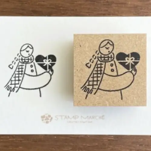 Stamp Marche - Timbro February Marl Valentine A Seasonal Illustration Stamp [Dimensione: 30mm x 30mm] Made in Japan