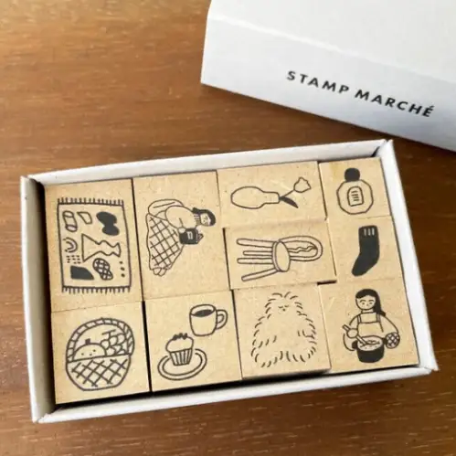 Stamp Marche - Timbro Iso-no-kei Picture Diary Stamp BOX|01 Home Time [Scatola con 10 timbri] Made in Japan