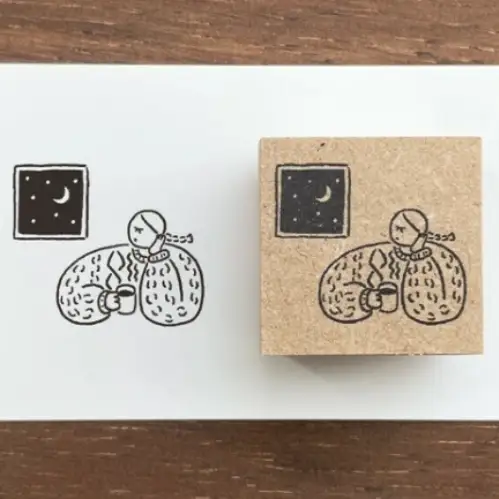 Stamp Marche - Timbro Marl-chan Illustration Stamp Coffee [Dimensione: 30mm x 30mm] Made in Japan