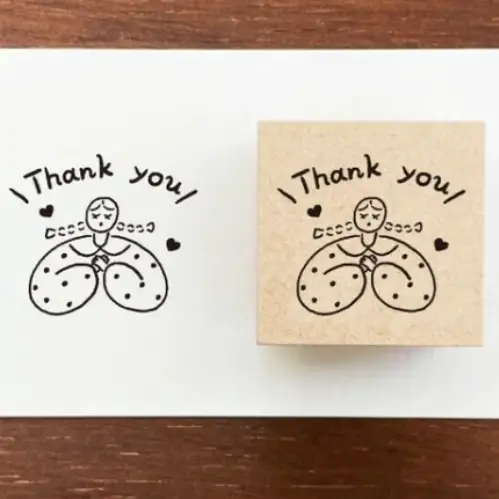 Stamp Marche - Timbro Merle-chan Message Stamp Thank you [Dimensione: 30mm x 30mm] Made in Japan