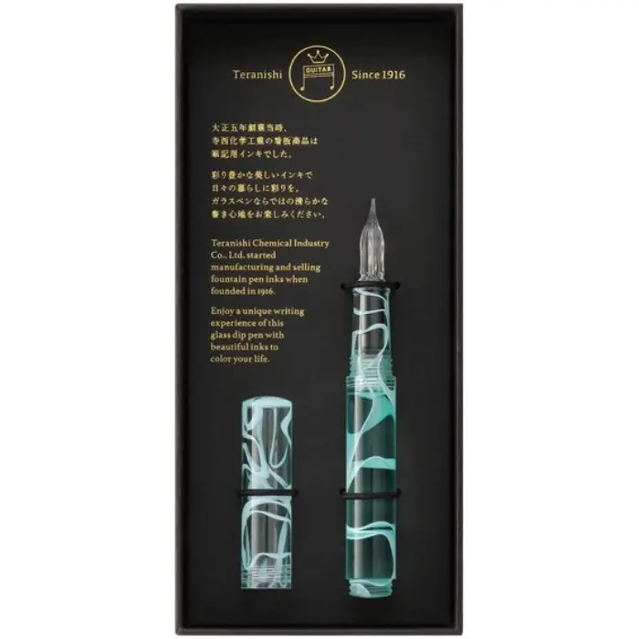 Teranishi – Penna a Vetro Guitar Aurora con Cappuccio, Ice Mint