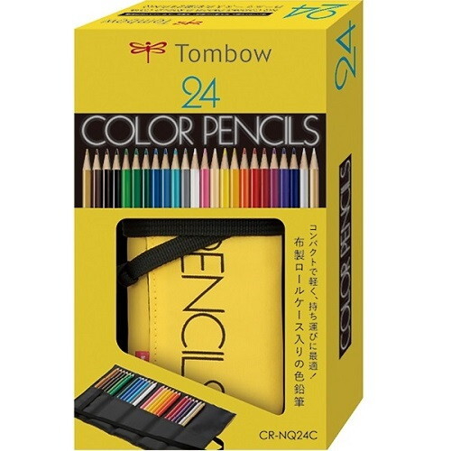 Tombow - Rotolo da 24 matite colorate giapponesi, astuccio + matite (CR-NQ24C)