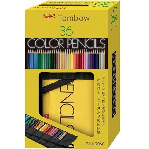 Tombow - Rotolo da 36 matite colorate giapponesi, astuccio + matite (CR-NQ36C)