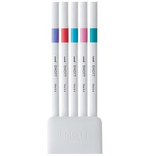 Uni Mitsubishi - Fineliner con inchiostro a base d'acqua, punta in ceramica 0.4 (Set da 5 - PEMSY5C-NO5)