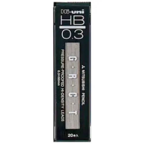 Uni Mitsubishi - Mine di alta qualità, Hi-Uni-Sharp, 40 Mine, 0.3mm, HB [HU0.3-300HB]
