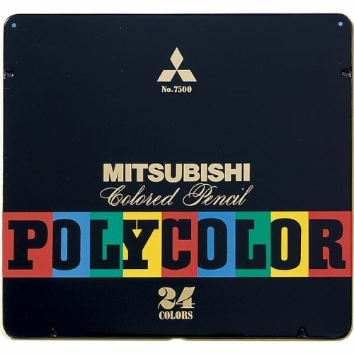 Uni Mitsubishi - Polycolor Set da 24 matite colorate, altà qualità, box in metallo (7500-24C)